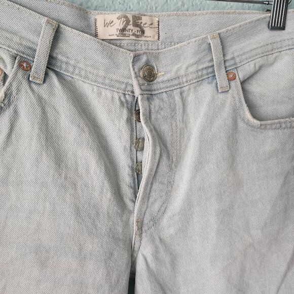 We the free free people distressed semi crop raw hem high rise button fly jeans - Picture 6 of 13